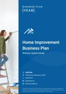 cover page for home improvement business plan