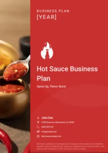 hot sauce business plan cover page