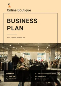 online boutique business plan cover page