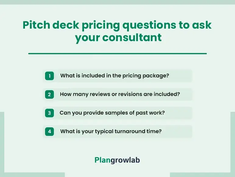 pitch deck pricing questions to ask your consultant