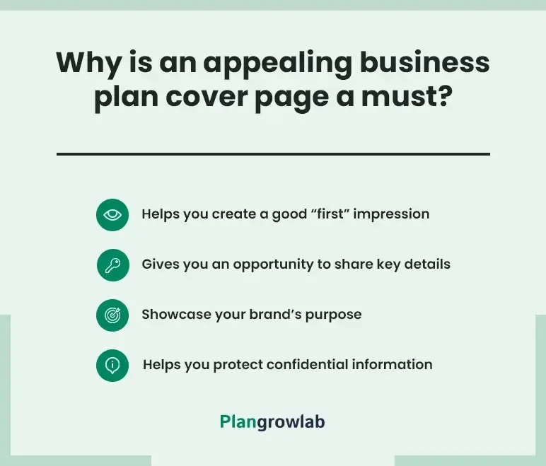 why is an appealing business plan cover page a must