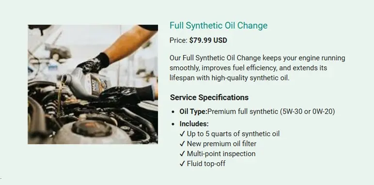 full synthetic oil change