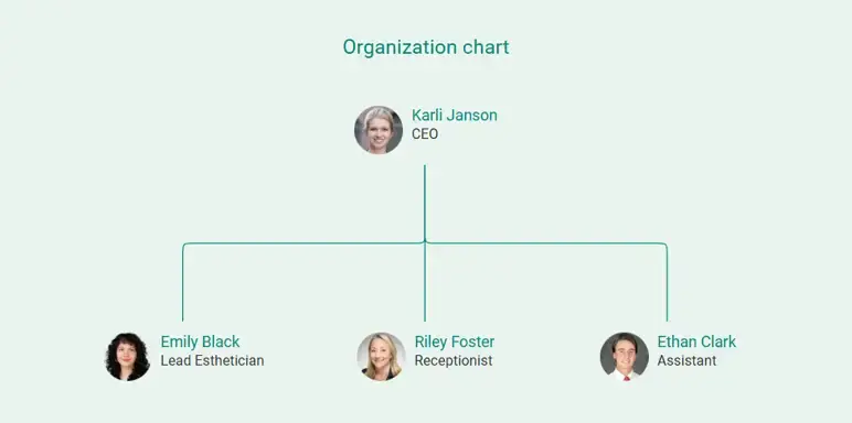 organization chart for esthetician business