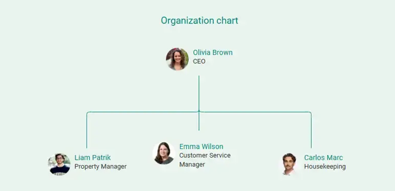 organization chart for vacation rental business plan