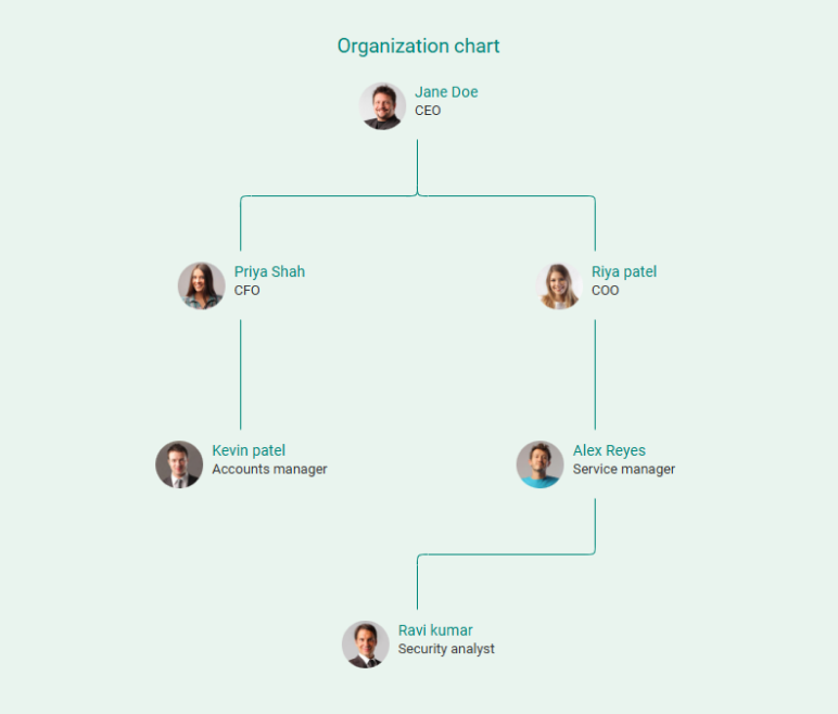 organization chart of cybersecurity business plan