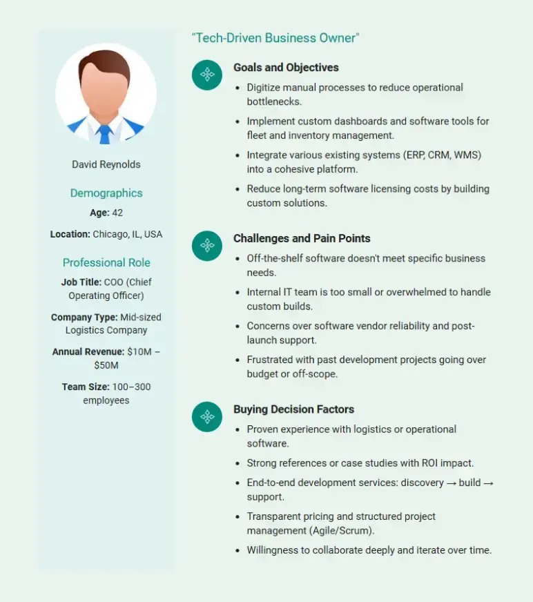 software development company business plan customer persona