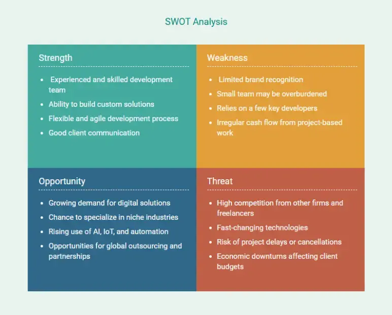 swot analysis of software company business plan