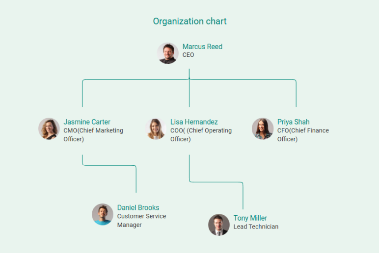 car detailing business plan organization chart