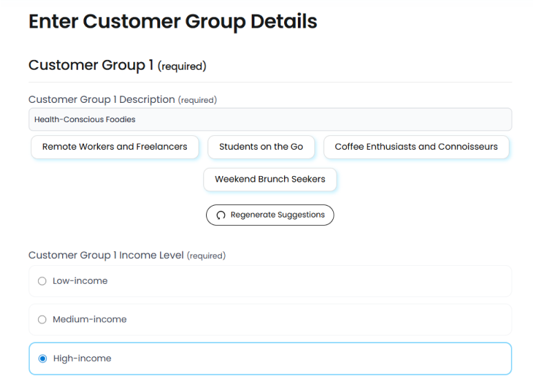 15minuteplan enter customer group details
